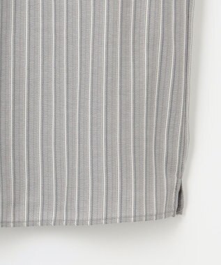 J.PRESS LADIES L プロビスストライプチェック フリルネック カットソー グレーストライプ系