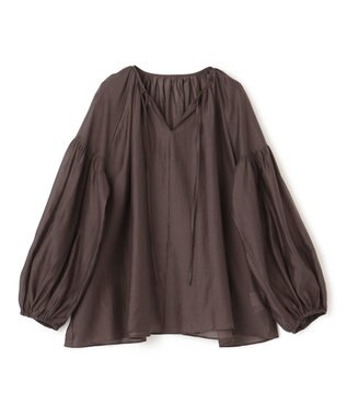 UNFILO シアーギャザーブラウス ダークブラウン
