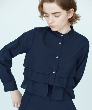 組曲 【WEB限定カラーあり】リヨセルシャーティング ティアードブラウス ネイビー系