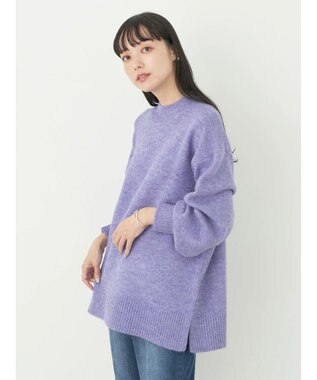 earth music&ecology ＦＬＵＦＦＹハイネックチュニック Purple