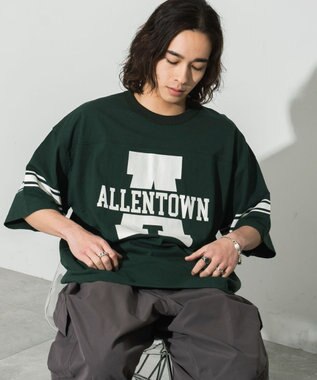 WEGO 【ユニセックス着用ITEM/手洗い可/MLサイズ】フットボールBIG　T（S） ダークグリーン