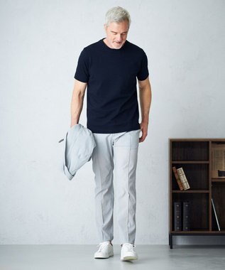 JOSEPH ABBOUD 【オーガニックコットン使用】JOE COTTONサッカークルーネックTシャツ ネイビー系