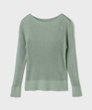GRACE CONTINENTAL ラメリブクルーニットトップ グリーン