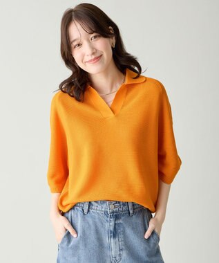 ANY L アクリルガーターポロ衿ニット