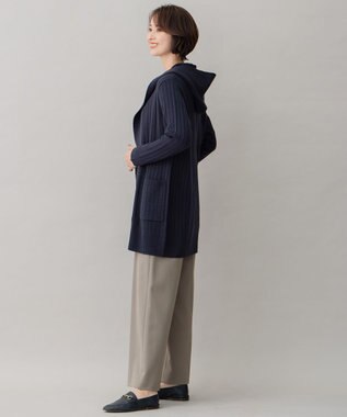 自由区 【ご好評につき新色追加】【WEB限定・洗える】ウールミックス フード付きカーディガン ネイビー系