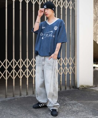 WEGO 【ユニセックス着用ITEM/MLサイズ展開】フェイクスウェードゲームT（SS） ネイビー