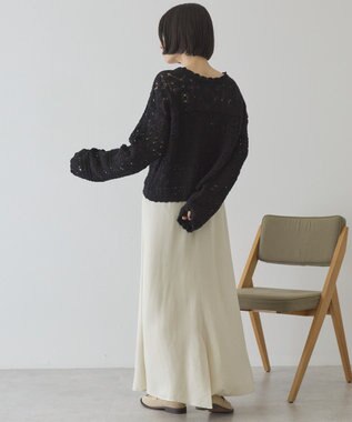 AMERICAN HOLIC 【前後2WAY】レース透かし編みニットカーディガン Black