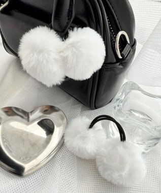 WEGO L2Pダブルポンポンヘアゴム ホワイト