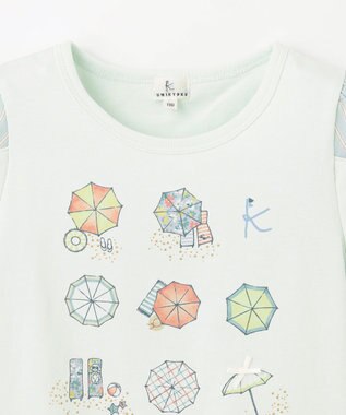 組曲 KIDS 【110-140㎝】【UVケア】パラソルアート Tシャツ ライトグリーン系
