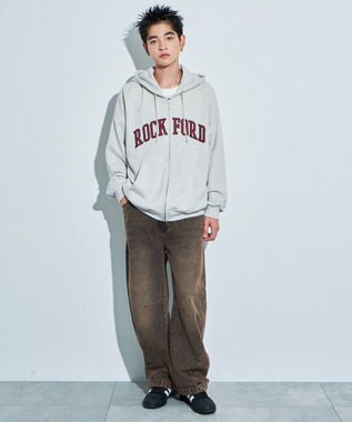 WEGO ワッペンロゴジップパーカー オートミール