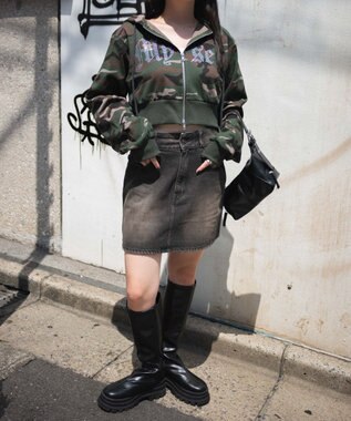 WEGO ラインストーンWジップショートパーカー 柄1