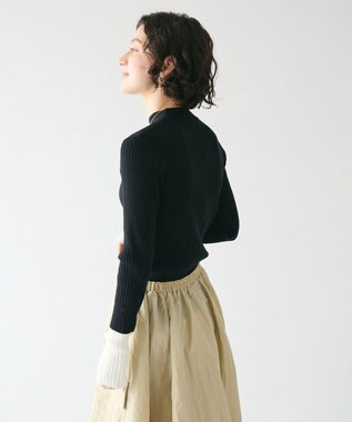 CRAFT STANDARD BOUTIQUE 洗える/とてもち配色モックネックリブニットプルオーバー/24AW Black