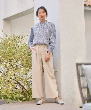 ANY 【ウエストゴム/ストレッチ/セットアップ可】イージィケアストレッチワイドパンツ ベージュ