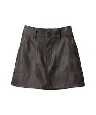 WEGO ベルト付ヴィンテージライクFレザーミニスカート ダークグレー