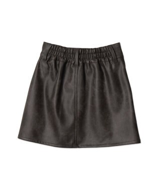 WEGO ベルト付ヴィンテージライクFレザーミニスカート ダークグレー