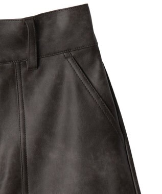 WEGO ベルト付ヴィンテージライクFレザーミニスカート ダークグレー