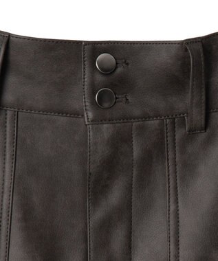 WEGO ベルト付ヴィンテージライクFレザーミニスカート ダークグレー