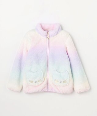 ANY KIDS 【ドッキング可能】ネコボアブルゾン ラベンダー×レインボー