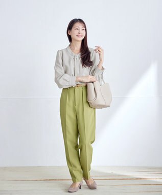 Tiaclasse L 【ダブルクロス】2wayボウタイ風ブラウス グレージュ