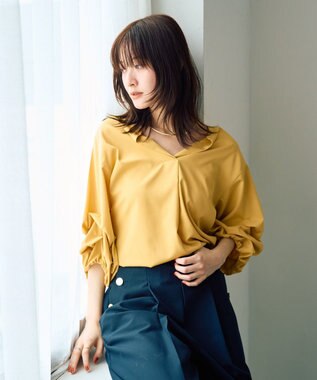 YECCA VECCA タックスリーブスキッパーブラウス
