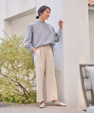 ANY 【ウエストゴム/ストレッチ/セットアップ可】イージィケアストレッチワイドパンツ ベージュ