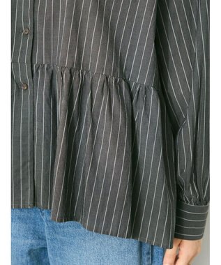 CRAFT STANDARD BOUTIQUE ペプラムブラウス（長袖） Stripe Black