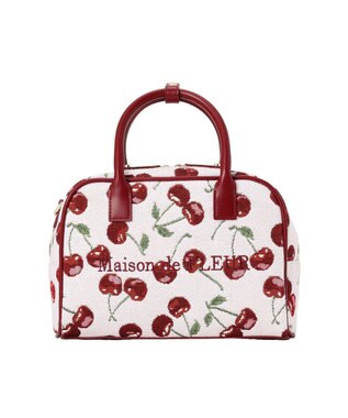 Maison de FLEUR チェリー柄ゴブランボストンバッグ Red