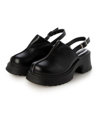 MODE ET JACOMO <noyau>センターライン厚底サボサンダル ブラック