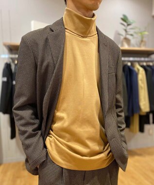 KASHIYAMA 【シルケット加工】コットンタートルネックカットソー キャメル