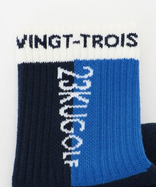 23区GOLF 【MEN】カラーブロック レギュラーソックス ネイビー系