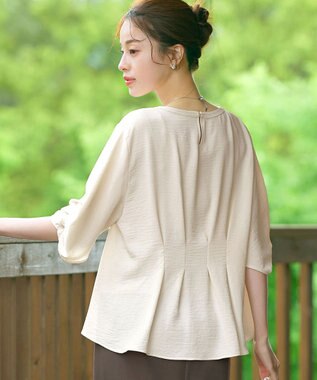 Tiaclasse 【洗える】麻調タックブラウス アイボリー