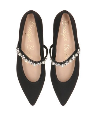 Bridget Birkin ＜抗菌消臭＞【Bridget Birkin】キラキラストラップポインテッドパンプス ブラックスウェード