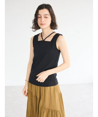 CRAFT STANDARD BOUTIQUE 前後2WAYスクエアデザインタンクトップ Black