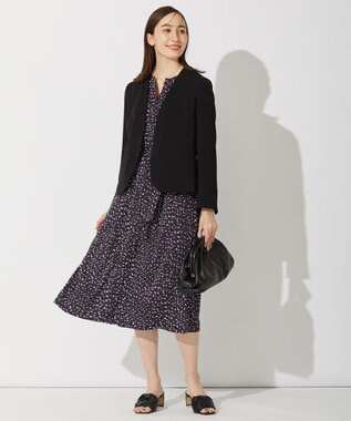 自由区 【セットアップ可】ダブルクロス ノーカラージャケット ブラック系