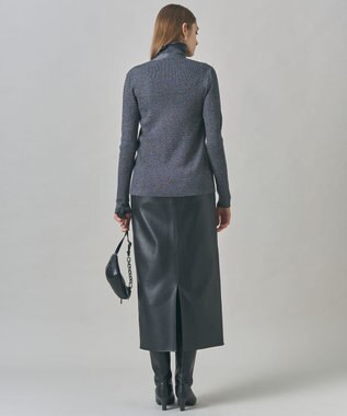 ICB L 【洗える】 エクストラファインメリノリブ Vネックカーディガン グレーラメ系