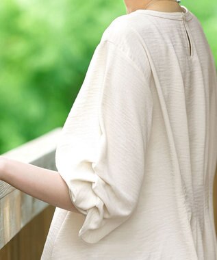 Tiaclasse 【洗える】麻調タックブラウス アイボリー