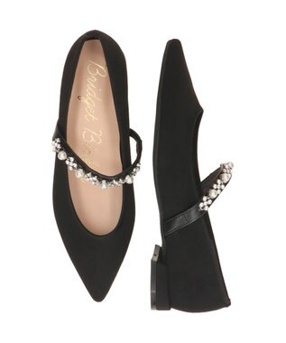 Bridget Birkin ＜抗菌消臭＞【Bridget Birkin】キラキラストラップポインテッドパンプス ブラックスウェード