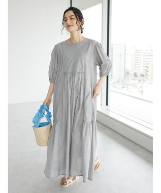 CRAFT STANDARD BOUTIQUE インド綿パフスリーブギャザーワンピース