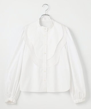 #Newans 【洗濯機可能】ウェイビービブデザインブラウス ホワイト