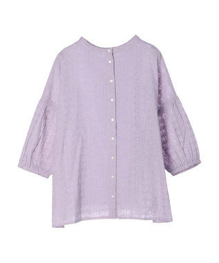 Green Parks インド綿 SET２点 刺繍７分丈ブラウス＋タンクトップ Purple