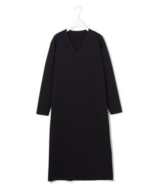 ICB L 【洗える】 シンセティックフルニードル Vネックワンピース ブラック系