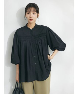 CRAFT STANDARD BOUTIQUE インド綿ピンタックブラウス Black