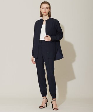 ICB 【接触冷感・UVケア・速乾・洗える】 FluidBackSatin シャツブラウス ネイビー系