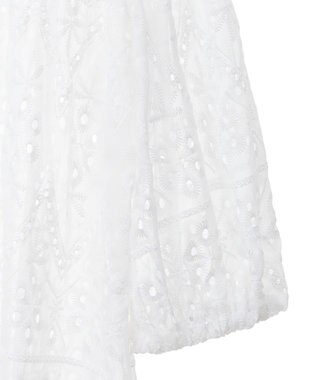 earth music&ecology パフスリーブ楊柳刺繍チュニック White