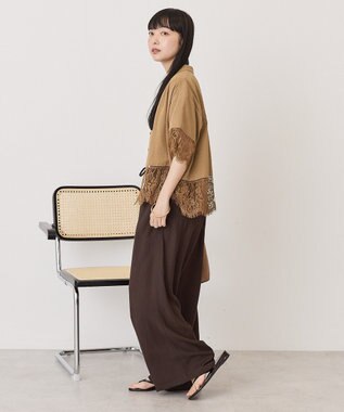 AMERICAN HOLIC レース切り替え半袖シャツ Mocha