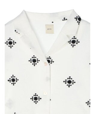 CRAFT STANDARD BOUTIQUE パネル刺繍開襟シャツ Off White