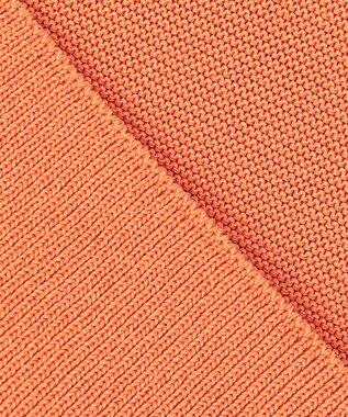 自由区 【洗える】コットンストレッチホールガーメント プルオーバー ニット ライトオレンジ系