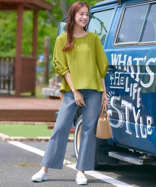 Tiaclasse 【洗える】麻調タックブラウス イエロー