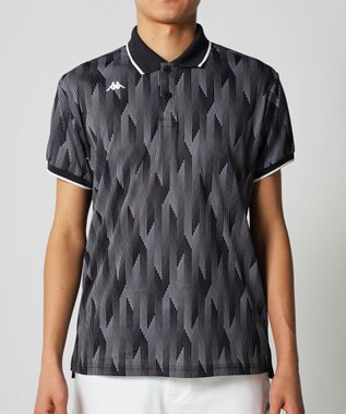 FILA GOLF／marie claire 【Kappa】柄半袖ポロシャツ ブラック