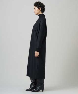 ICB ウールナイロンツイルジャージ ハイネックワンピース ブラック系